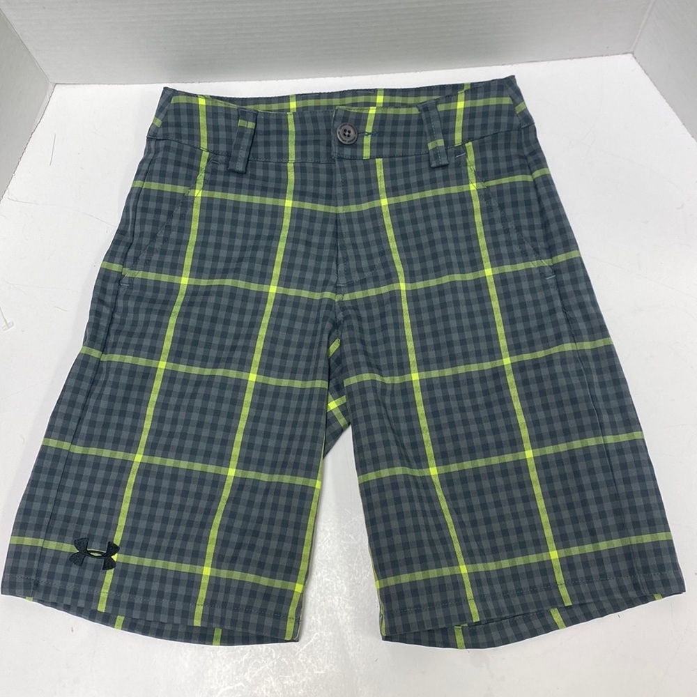 Under Armour Boys Loose Fit  Plaid Golf Shorts